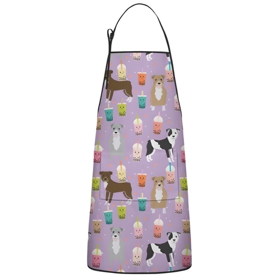 Boxer Dog Pitbull Terriers Dog and Drinks Apron-Garden Aprons for Women with Pockets-Cotton Linen Waterproof Kitchen Cooking Gardening Aprons Adjustable for Kitchen,Cooking,BBQ and Salon 33x27 Inch