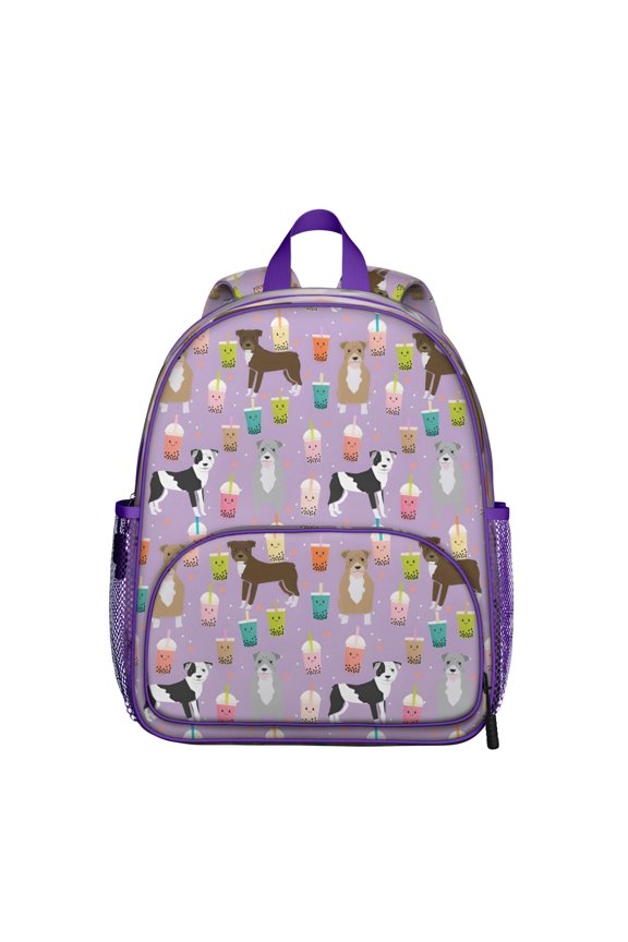 Boxer Dog Pitbull Terriers Dog and Drinks Backpack Backpack for School,Cute School Bag,Schoolbag with Adjustable Shoulder Straps & Padded Back,13.8"x11.4"x6"