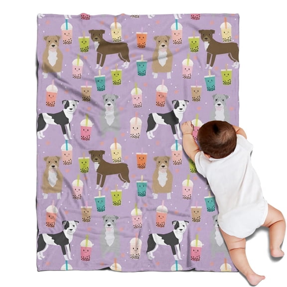 Boxer Dog Pitbull Terriers Dog and Drinks Blanket,Comfortable Soft Lamb Wool Throw Blanket,All Season,Warm Lightweight Blankets for Sofa Bed Couch Living Room Chair,30"x40"