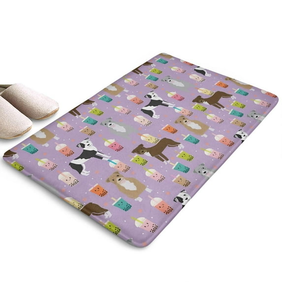 Boxer Dog Pitbull Terriers Dog and Drinks Flannel Non Slip Door Rugs,Washable Door Mats Indoor,Decorative Door Mats,Dirt-Resistant and Absorbent Doormat for Entrance,Bedroom,Kitchen,Bathroom,23.5"x16"