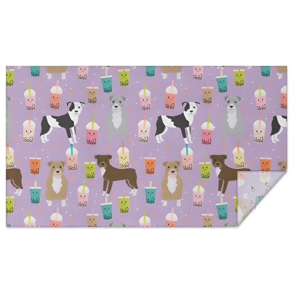 Boxer Dog Pitbull Terriers Dog and Drinks Rectangle Tablecloth 60"x102",Waterproof Polyester Rectangle Table Cloth, Wipeable Spillproof Polyester Tablecloth for Dining, Camping, Indoor and Outdoor