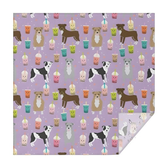 Boxer Dog Pitbull Terriers Dog and Drinks Square Tablecloth,Waterproof Square Table Cover,Wipeable Spillproof Washable Table Cover for Home Kitchen Party Decor 42"X42"(107x107cm)