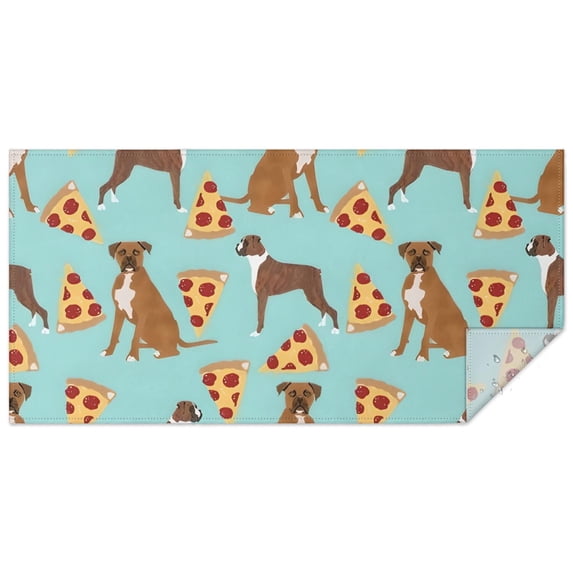 Boxer Dog Pitbull Terriers Dog and Pizza Rectangle Tablecloth 60"x120",Waterproof Polyester Rectangle Table Cloth, Wipeable Spillproof Polyester Tablecloth for Dining, Camping, Indoor and Outdoor