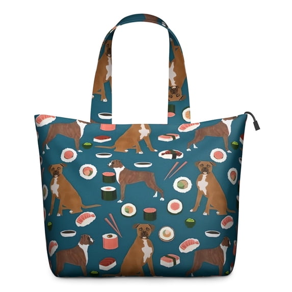 Boxer Dog Pitbull Terriers Dog and Sushi Travel Tote Bags for Women Carry On,Large Weekender Bags for Women Travel,Multi Functional Duffle Bag for Work,Shopping,Sports