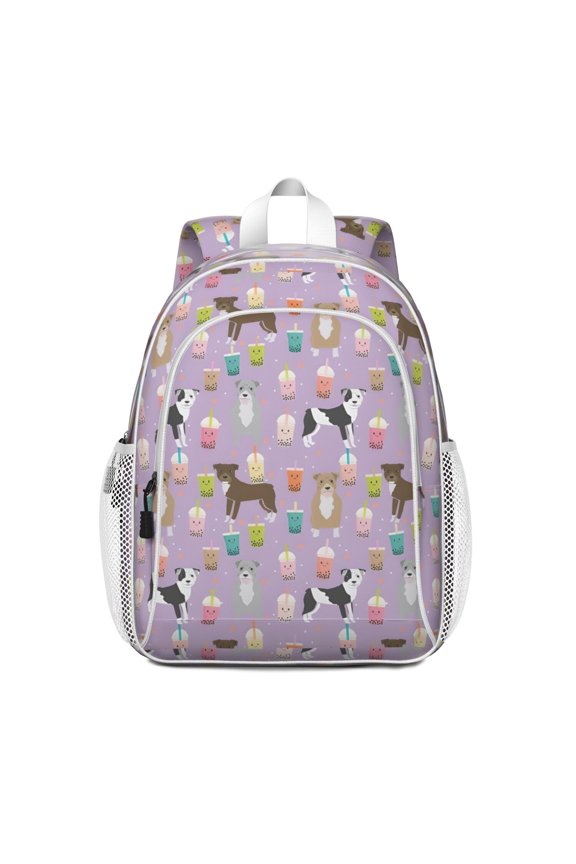 Boxer Dog Pitbull Terriers Dog and Drinks Backpack for School,Cute School Bag,Schoolbag with Adjustable Shoulder Straps & Padded Back,15"x11.42"x5.5"