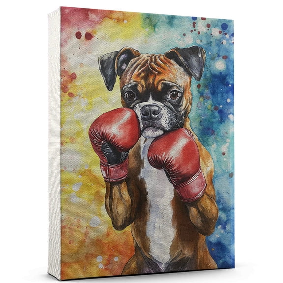 Boxer Dog Playing Boxing Wall Canvas Boxer Canvas Art for Dog Lovers, Boxing Canvas and Unique Room Decor
