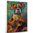 thumbnail image 1 of Boxer Dog Playing Guitar Stretched Canvas Size 8x12 – Vintage Style Boxer Dog Art for Guitar Fans, Great Gift for Dog Owners, 1 of 5