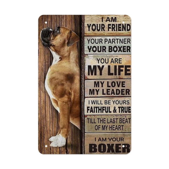 Boxer Dog Rules Tin Sign Print Weather-Resistant Tin Sign - Fade-Proof - Outdoor Use