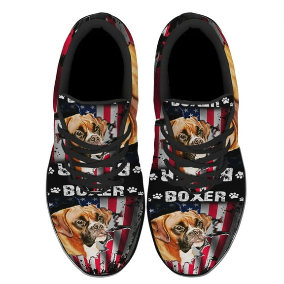 Boxer Dog Shoes Women's Fashion Sneakers Tennis Running Shoes for Men Women Black Size 3.5