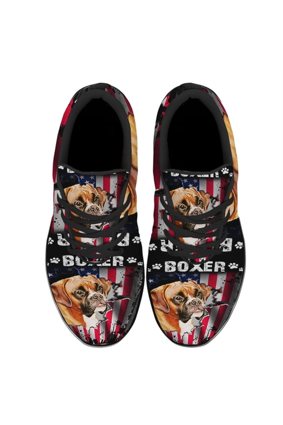 Boxer Dog Shoes Women's Fashion Sneakers Tennis Running Shoes for Men Women Black Size 7