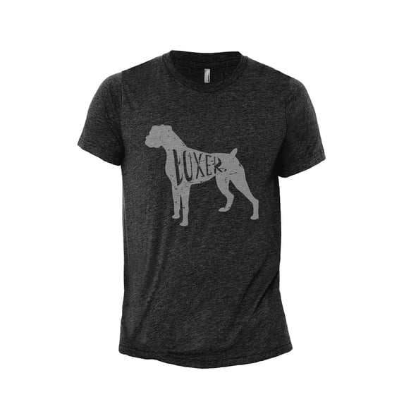 Boxer Dog Silhouette Men's Modern Fit Fun Casual T-Shirt Printed Graphic Tee Charcoal Grey Large