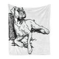 thumbnail image 1 of Boxer Dog Soft Flannel Fleece Throw Blanket, Monochrome Illustration of an Animal Detailed Canine Hand Drawn, Cozy Plush for Indoor and Outdoor Use, 60" x 80", Charcoal Grey and White, by Ambesonne, 1 of 5
