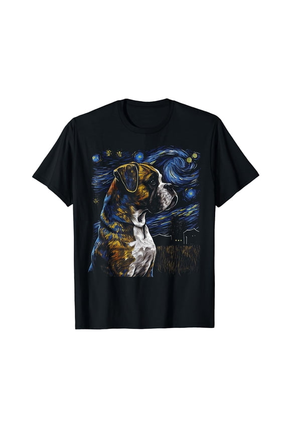 Boxer Dog Starry Night Dogs Lover Gifts Graphic T-Shirt