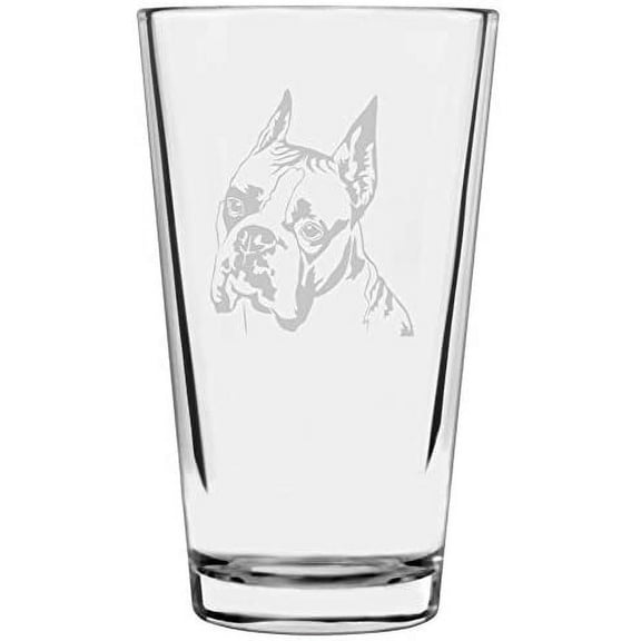 Boxer Dog Themed Etched All Purpose 16oz Libbey Pint Glass
