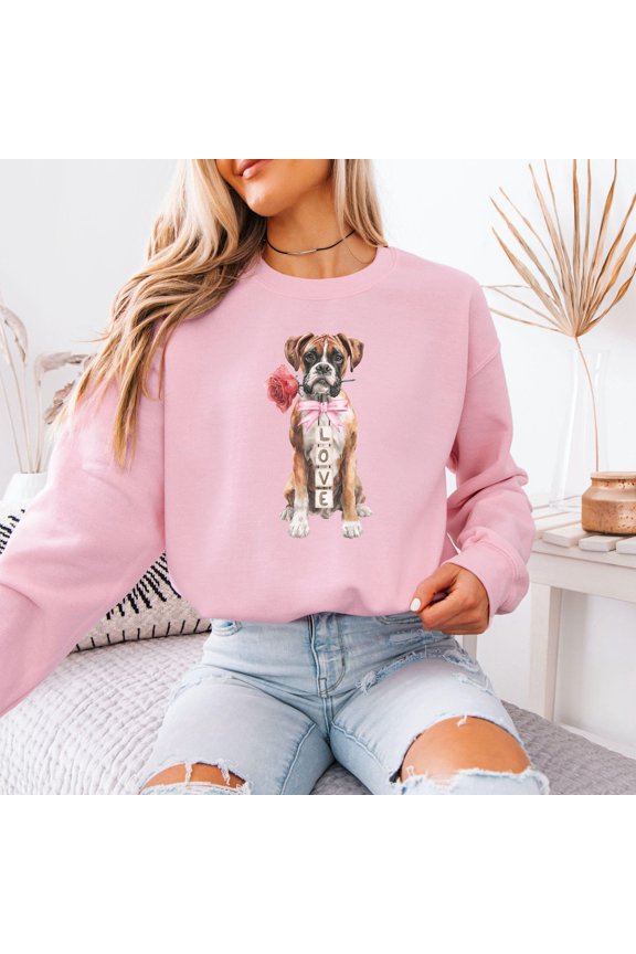 Boxer Dog Valentine Lover Crewneck Sweatshirt