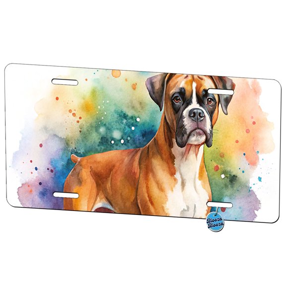 Boxer Dog Watercolor Style Metal Novelty License Plate