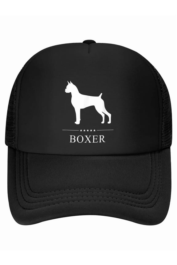 Boxer Dog White Silhouette Baseball Cap