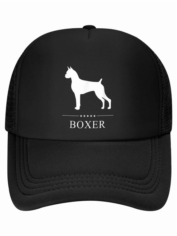 Boxer Dog White Silhouette Baseball Cap