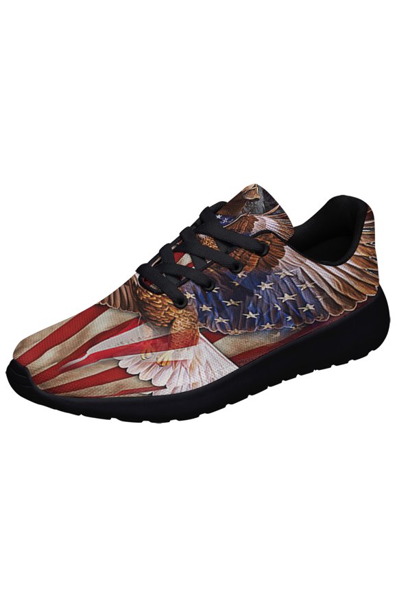 Boxer Dog Wrapped In Glory American flag Shoes Sneakers Black Size 3.5