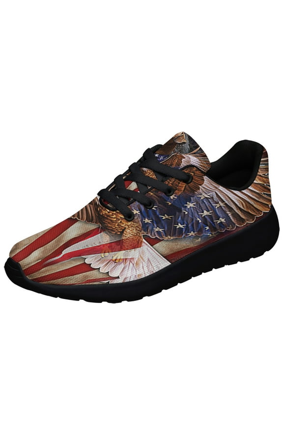Boxer Dog Wrapped In Glory American flag Shoes Sneakers Black Size 6