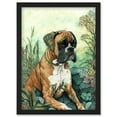 thumbnail image 1 of Boxer Dog in Flower Field Colourful Watercolour Illustration Artwork Framed Wall Art Print A4, 1 of 4