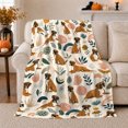 thumbnail image 1 of Boxer Dogs Among Abstract Rainbows And Leaves, Cozy Flannel Blanket with Modern Boho Illustration Print, Housewarming Gift for Boxer Boho Decor Fans, Home Decor for Bedroom and Living Room, 1 of 7