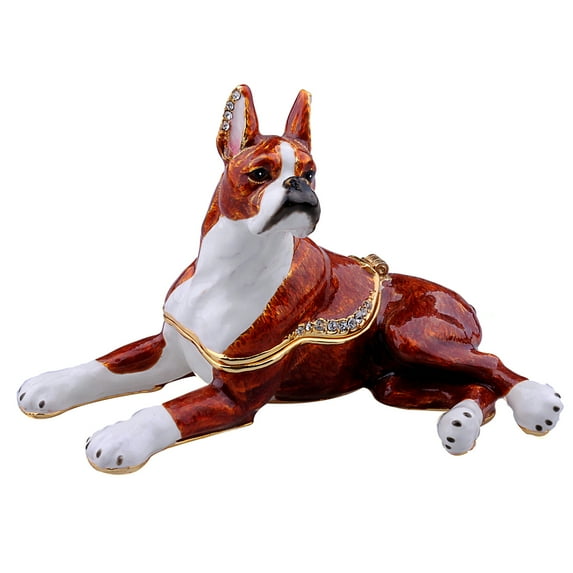 Boxer Dogs Trinket Jewelry Box Ring Holder Necklace Container Pet Lover Gifts Dog Figurine Novelty Presents