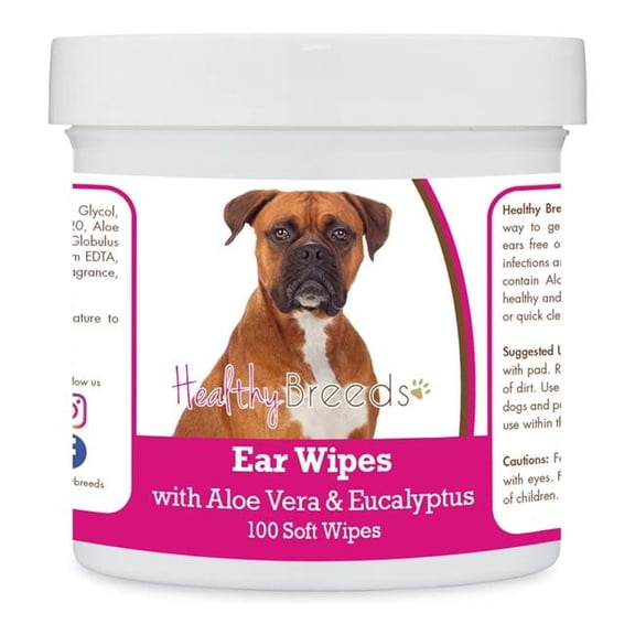 Boxer Ear Cleaning Wipes with Aloe & Eucalyptus for Dogs - 100 Count