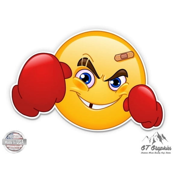 Boxer Emoji Fight - 3" Vinyl Sticker - For Car Laptop I-Pad Phone Helmet Hard Hat - Waterproof Decal