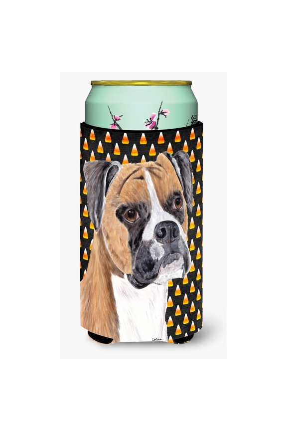 Boxer Fawn Uncropped Ears Candy Corn Halloween Portrait Tall Boy Hugger