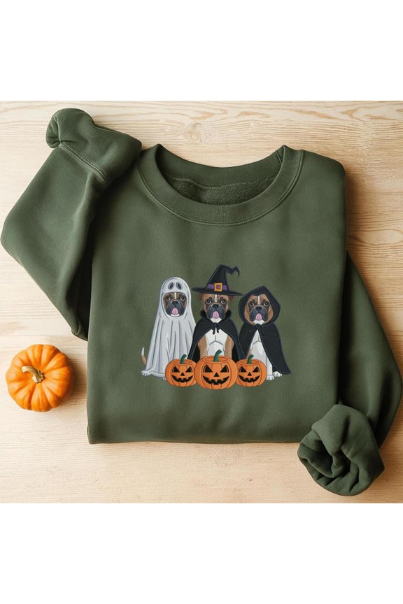 Boxer Ghost Dogs Embroidered Halloween, Sweatshirt