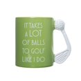 thumbnail image 1 of Boxer Gifts 'It Takes A Lot Of Balls To Golf Like I Do' Novelty Golf Gift Mug  Green Colour With White Golf Club Handle  Amazing Gift For Him, 1 of 2