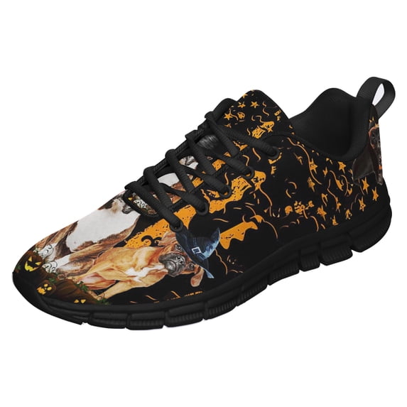 Boxer Halloween Pumpkin America Running Shoes Sneakers Mesh Black Size 9.5