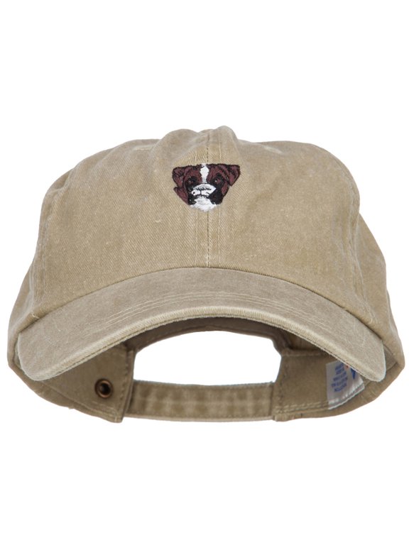 Boxer Head Embroidered Washed Cotton Twill Cap - Khaki OSFM