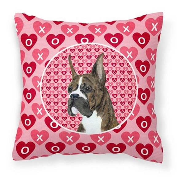 Boxer Hearts Love & Valentines Day Portrait Fabric Decorative Pillow 14 x 3 x 14 in.