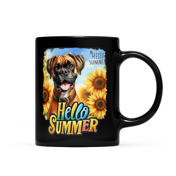 Boxer Hello Summer Sunshine Sunflowers Spring Retro Vintage Mug Boxers Dog Lover Gifts Idea Coffee Tea Cup - 00008