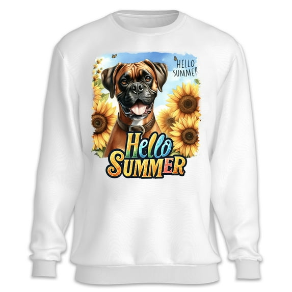 Boxer Hello Summer Sunshine Sunflowers Spring Retro Vintage Sweatshirt Unisex Merch Boxers Dog Lover Gifts Idea - 00008