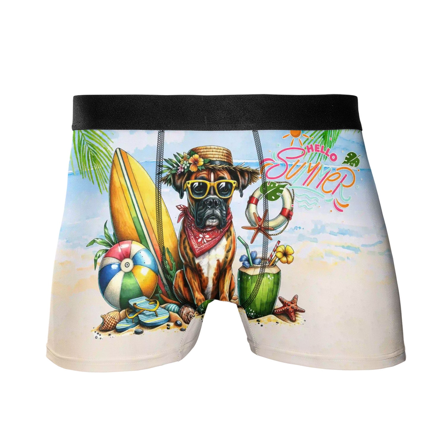 Boxer Hello Summer with Sunglasses and Surfboard Tropical Vibes All Boxer Hello Summer with Sunglasses and Surfboard Tropical Vibes All