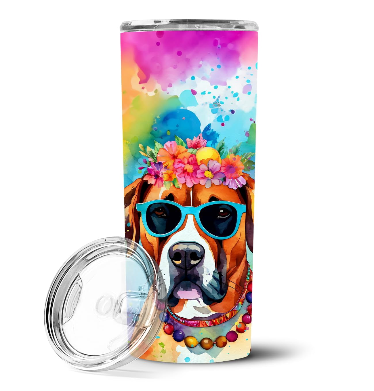 Boxer Hippie Dawg Stainless Steel Skinny Tumbler 3 in x 8.25 in