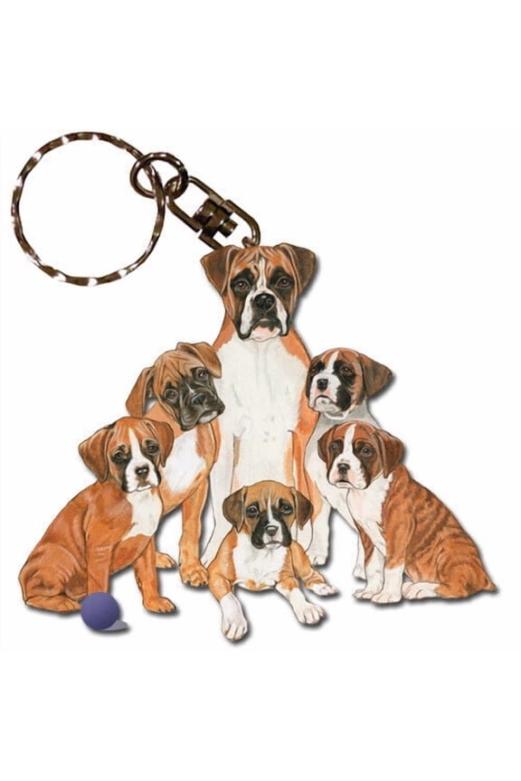 Boxer Keychain, Souvenir Key Holder, Dog Charm Tag, Pet Key Rings Craft Ornaments, Wooden Die-Cut