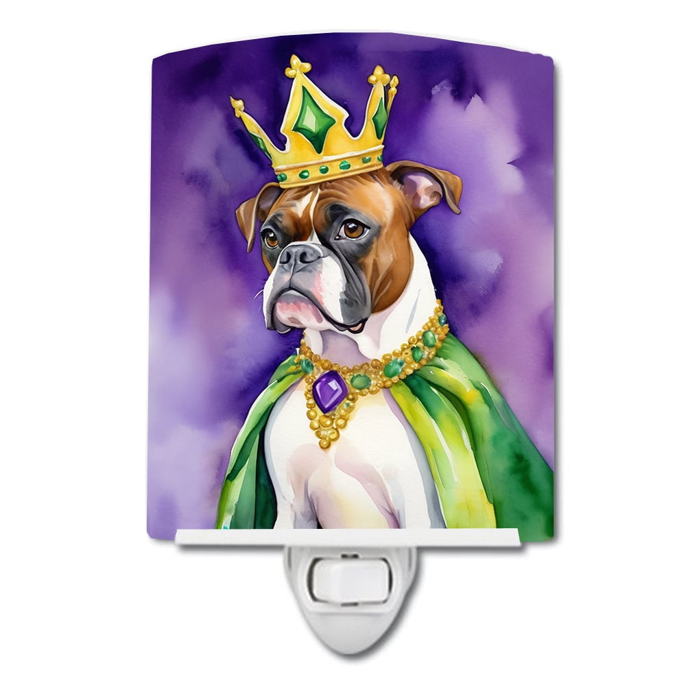 Boxer King of Mardi Gras Ceramic Night Light 4 in x 6 in