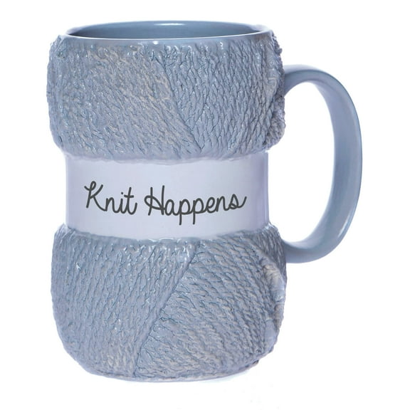 Boxer Knitting Witty Yarn Ball Mugs - Funny Quote Skein Shaped Ceramic Coffee Cup Holds 12 Oz.