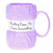 Boxer Knitting Witty Yarn Ball Mugs - Funny Quote Skein Shaped Ceramic Coffee Cup Holds 12 Oz.