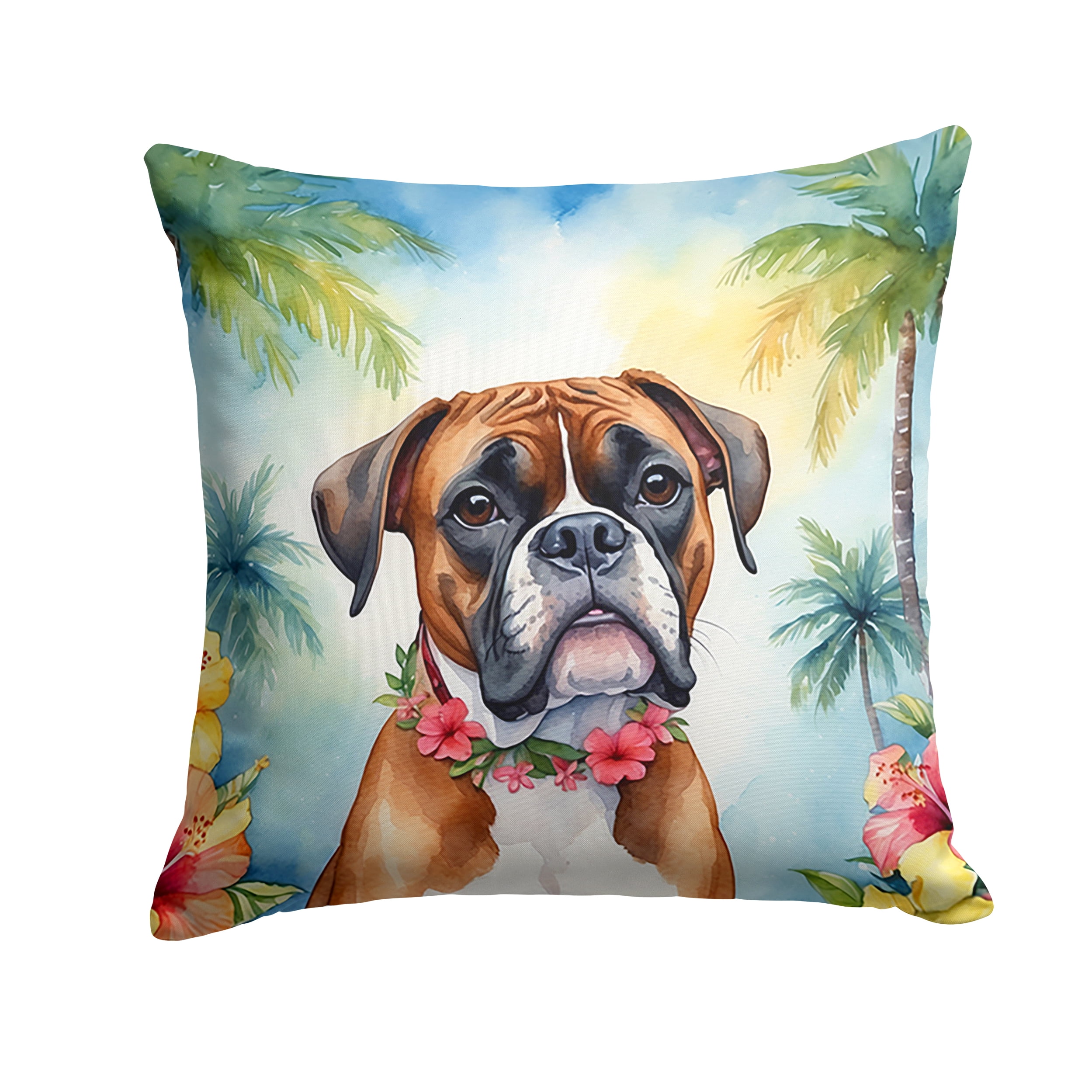 Boxer Luau Throw Pillow 14 in x 14 in