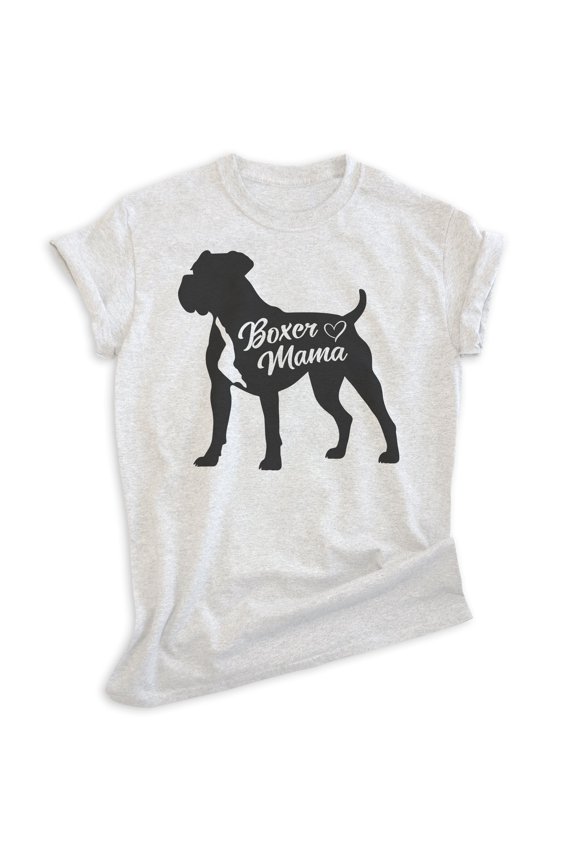 Boxer Mama T-shirt, Unisex Women's Shirt, Boxer Dog Owner, Best Dog Mom Gift, Heather Ash, Small