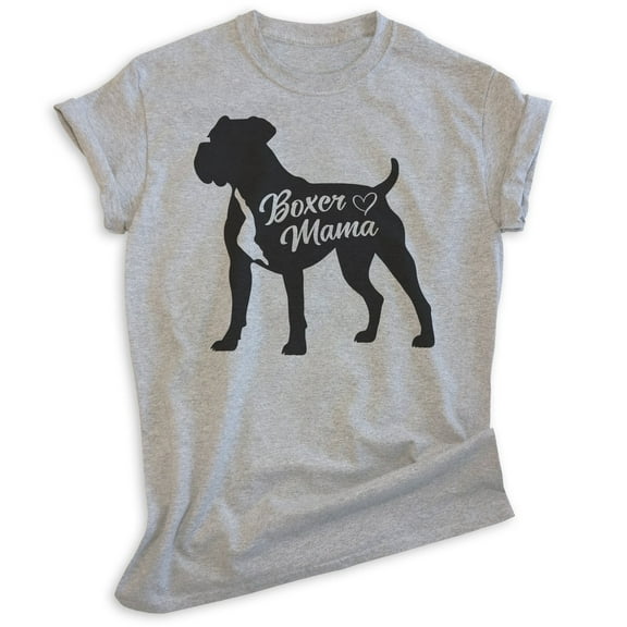 Boxer Mama T-shirt, Unisex Women's Shirt, Boxer Dog Owner, Best Dog Mom Gift, Heather Gray, Large