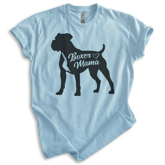 Boxer Mama T-shirt, Unisex Women's Shirt, Boxer Dog Owner, Best Dog Mom Gift, Heather Light Blue, XX-Large