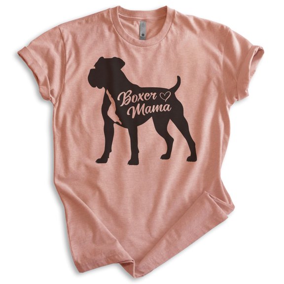 Boxer Mama T-shirt, Unisex Women's Shirt, Boxer Dog Owner, Best Dog Mom Gift, Heather Sunset, X-Large
