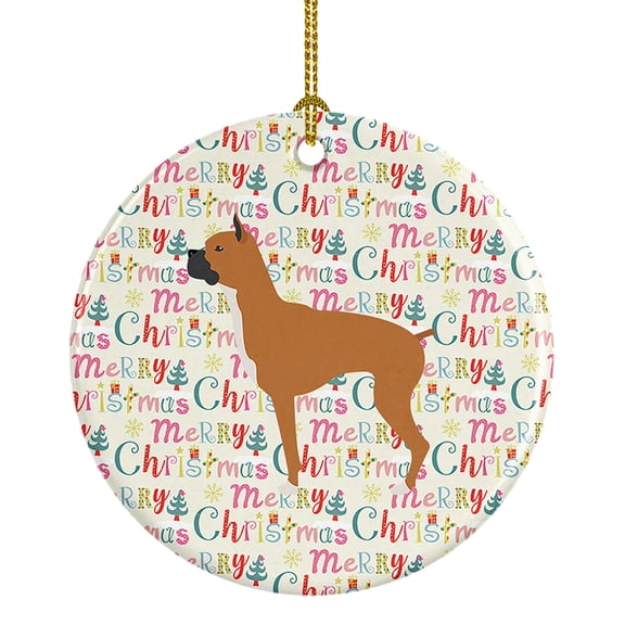 Boxer Merry Christmas Ceramic Ornament 2.8 in x 2.8 in