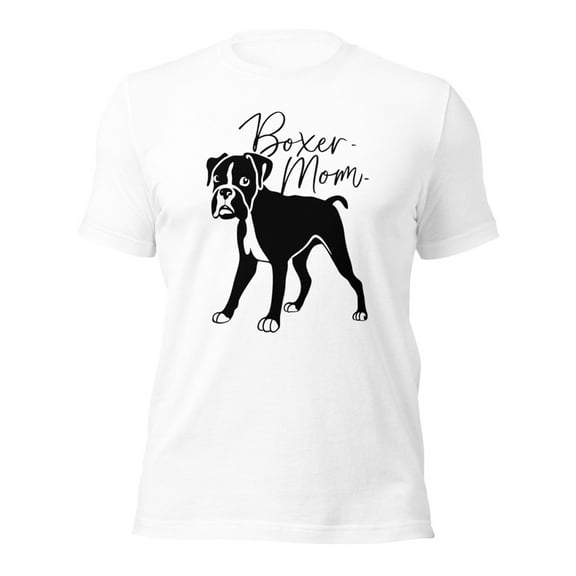 Boxer Mom Graphic Tee, Cute Dog Lover T-Shirt,Pet Owner Gift (White, 2XL)